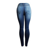 ChoosyVirgo Ladies Hole Skinny Trousers Jeans Motorcycle Biker Elastic Middle Waisted Patchwork Women Jeans