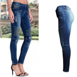 ChoosyVirgo Ladies Hole Skinny Trousers Jeans Motorcycle Biker Elastic Middle Waisted Patchwork Women Jeans