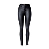 ChoosyVirgo Elastic Black pu skinny pants High waisted slim pencil jeans pure color feminine Trousers Motorcycle Biker Jean