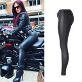ChoosyVirgo Black woman PU Leather Skinny Pants Female sexy low waist Faux Leather Trousers pencil pants