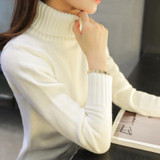 Chompas de mujer para el invierno 2017 Autumn Women Knitted Sweaters and Pullovers Turtleneck Long Sleeve Solid Trui dames
