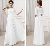 ChoiceShine Party Dress Women Dress Floor Length Formal Dresses Half Sleeve Chiffon Long Evening Party Dress Plus Lace Vestido