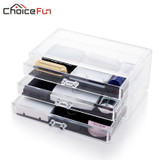 CHOICEFUN Office Container Storage Box 3 Drawers Acrylic Plastic Office Desk Organizer SF-1005-1