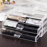 CHOICEFUN Office Container Storage Box 3 Drawers Acrylic Plastic Office Desk Organizer SF-1005-1