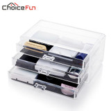 CHOICEFUN Office Container Storage Box 3 Drawers Acrylic Plastic Office Desk Organizer SF-1005-1