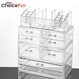 CHOICE FUN Large 9 Drawer Plastic Desktop Makeup Casket Box Storage Of Clear Big Acrylic Makeup Cosmetic Organizer For Cosmetic