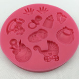 Baby Shower Party stroller hand bottle Trojan silicone mold soap, chocolate fondant cake decoration baking DIY tool E514