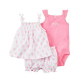 Baby Sets 2016 Summer New Style Retail Clothing Set Girls Bodysuits+Short+T-shirt 3pcs Undershirt Shorts Kids Clothes Sets V20