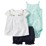 Baby Sets 2016 Summer New Style Retail Clothing Set Girls Bodysuits+Short+T-shirt 3pcs Undershirt Shorts Kids Clothes Sets V20