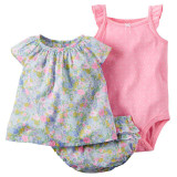 Baby Sets 2016 Summer New Style Retail Clothing Set Girls Bodysuits+Short+T-shirt 3pcs Undershirt Shorts Kids Clothes Sets V20