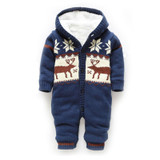 Baby Rompers Winter Thick Climbing Clothes Newborn Boys Girls Warm Romper Knitted Sweater Christmas Deer Hooded Outwear CL0491