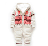 Baby Rompers Winter Thick Climbing Clothes Newborn Boys Girls Warm Romper Knitted Sweater Christmas Deer Hooded Outwear CL0491