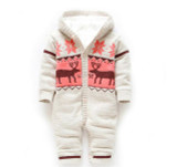 Baby Rompers Winter Thick Climbing Clothes Newborn Boys Girls Warm Romper Knitted Sweater Christmas Deer Hooded Outwear CL0491