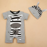 Baby Rompers Summer Style Baby Girls Clothes Animal Newborn Infant Jumpsuits Ropa Bebes Baby Boy Brand Clothing Set Romper+Hat
