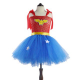 MUABABY Girls Wonder Woman Tutu Dress Kids Cosplay Costume Baby Dress Up Party Supply Girl Superhero Halloween Birthday Gift