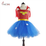 MUABABY Girls Wonder Woman Tutu Dress Kids Cosplay Costume Baby Dress Up Party Supply Girl Superhero Halloween Birthday Gift