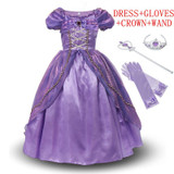 MUABABY Girls Princess Rapunzel Dress Costume Children Deluxe Tangled Dress up Clothing Kids Girl Part Dress Halloween Birthday