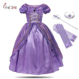 MUABABY Girls Princess Rapunzel Dress Costume Children Deluxe Tangled Dress up Clothing Kids Girl Part Dress Halloween Birthday