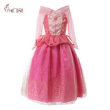 MUABABY Girls Dresses Sleeping Beauty Costume Long Sleeve Aurora Cosplay Party Dancing Tulle Dress Children Kids Summer Clothing