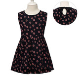 MUABABY 2-7T Girl Dress Baby Kids Summer Flower Cherry Backless Sundress Girl Cotton Sleeveless Princess Beach Casual Dresses