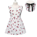 MUABABY 2-7T Girl Dress Baby Kids Summer Flower Cherry Backless Sundress Girl Cotton Sleeveless Princess Beach Casual Dresses