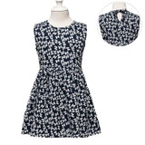 MUABABY 2-7T Girl Dress Baby Kids Summer Flower Cherry Backless Sundress Girl Cotton Sleeveless Princess Beach Casual Dresses