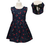 MUABABY 2-7T Girl Dress Baby Kids Summer Flower Cherry Backless Sundress Girl Cotton Sleeveless Princess Beach Casual Dresses