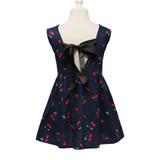 MUABABY 2-7T Girl Dress Baby Kids Summer Flower Cherry Backless Sundress Girl Cotton Sleeveless Princess Beach Casual Dresses