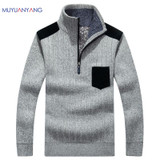 Mu Yuan Yang Sweaters 2017 Autumn And Winter Casual Knitwear Male Pullovers Half Turtleneck Men's Sweaters Wool Blending Sweater