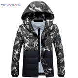 Mu Yuan Yang Mens Fatigues Jackets 2017 New Fashion White Duck Down Men' s Hooded Down Jacket And Coat Overcoat 2XL 3XL