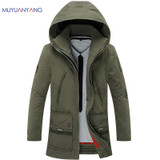Mu Yuan Yang Casual Men's Winter Down Coats Plus Size Warm Thicken Duck Down Jackets Hooded Big Size XXL XXXL