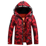 Mu Yuan Yang Fatigues Hooded Zipper Coat Men's Down Jacket Plus Size 2XL 3XL White Duck Down Jacket For Male Warm Overcoat