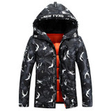 Mu Yuan Yang Fatigues Hooded Zipper Coat Men's Down Jacket Plus Size 2XL 3XL White Duck Down Jacket For Male Warm Overcoat