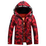 Mu Yuan Yang Fatigues Hooded Zipper Coat Men's Down Jacket Plus Size 2XL 3XL White Duck Down Jacket For Male Warm Overcoat