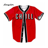 MTS129 Red Mens Buttons Homme Baseball Jersey 3D Shirt  Streetwear Tees Shirts Hip Hop