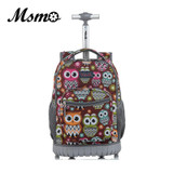 MSMO Rolling Backpack Children Trolley School Bags Laptop 18 Inch Multifunction Wheeled Bookbag Travel Bag for Kids and Students