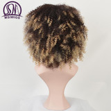 MSIWIGS Short Ombre Curly Wigs for Black Women American African Natural Synthetic Afro Wig with Bangs High Temperature Fiber