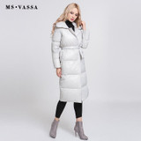 MS VASSA Women Down Jacket 2017 New Autumn Winter long Coats White duck down turn-down collar plus size 6XL 7XL outerwear