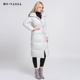 MS VASSA Women Down Jacket 2017 New Autumn Winter long Coats White duck down turn-down collar plus size 6XL 7XL outerwear