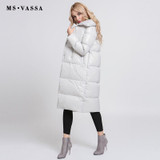 MS VASSA Women Down Jacket 2017 New Autumn Winter long Coats White duck down turn-down collar plus size 6XL 7XL outerwear