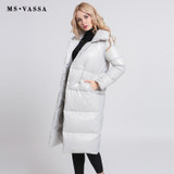 MS VASSA Women Down Jacket 2017 New Autumn Winter long Coats White duck down turn-down collar plus size 6XL 7XL outerwear