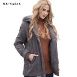 MS VASSA Ladies Parkas 2017 New Autumn Winter padded Women jacket detachable hood nice faux fur plus size 7XL casual outerwear