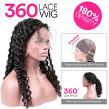 MS Lula Pre Plucked 360 Lace Frontal Wig Medium Size 180% Density Natural Hairline Deep Wave Brazilian Hair Remy Human Hair