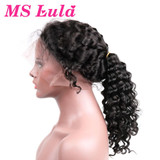 MS Lula Pre Plucked 360 Lace Frontal Wig Medium Size 180% Density Natural Hairline Deep Wave Brazilian Hair Remy Human Hair