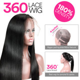 MS Lula Pre Plucked 360 Lace Frontal Wig Medium Size 180% Density Natural Hairline Brazilian Straight Hair Remy Human Hair