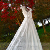 Mryarce Delicate Lace Romatic Bohemian Wedding Dresses Keyhole Back Bridal Dress With Cap Sleeves robe de mariage 2018