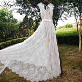 Mryarce Delicate Lace Romatic Bohemian Wedding Dresses Keyhole Back Bridal Dress With Cap Sleeves robe de mariage 2018