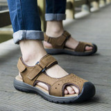 MRCCS New Manly Charms Summer Sandals,Trendy Simple Green/Brown Casual Shoes For Men,Wearable Genuine Leather Thick Rubber Sole