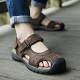 MRCCS New Manly Charms Summer Sandals,Trendy Simple Green/Brown Casual Shoes For Men,Wearable Genuine Leather Thick Rubber Sole