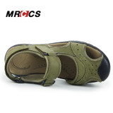 MRCCS New Manly Charms Summer Sandals,Trendy Simple Green/Brown Casual Shoes For Men,Wearable Genuine Leather Thick Rubber Sole